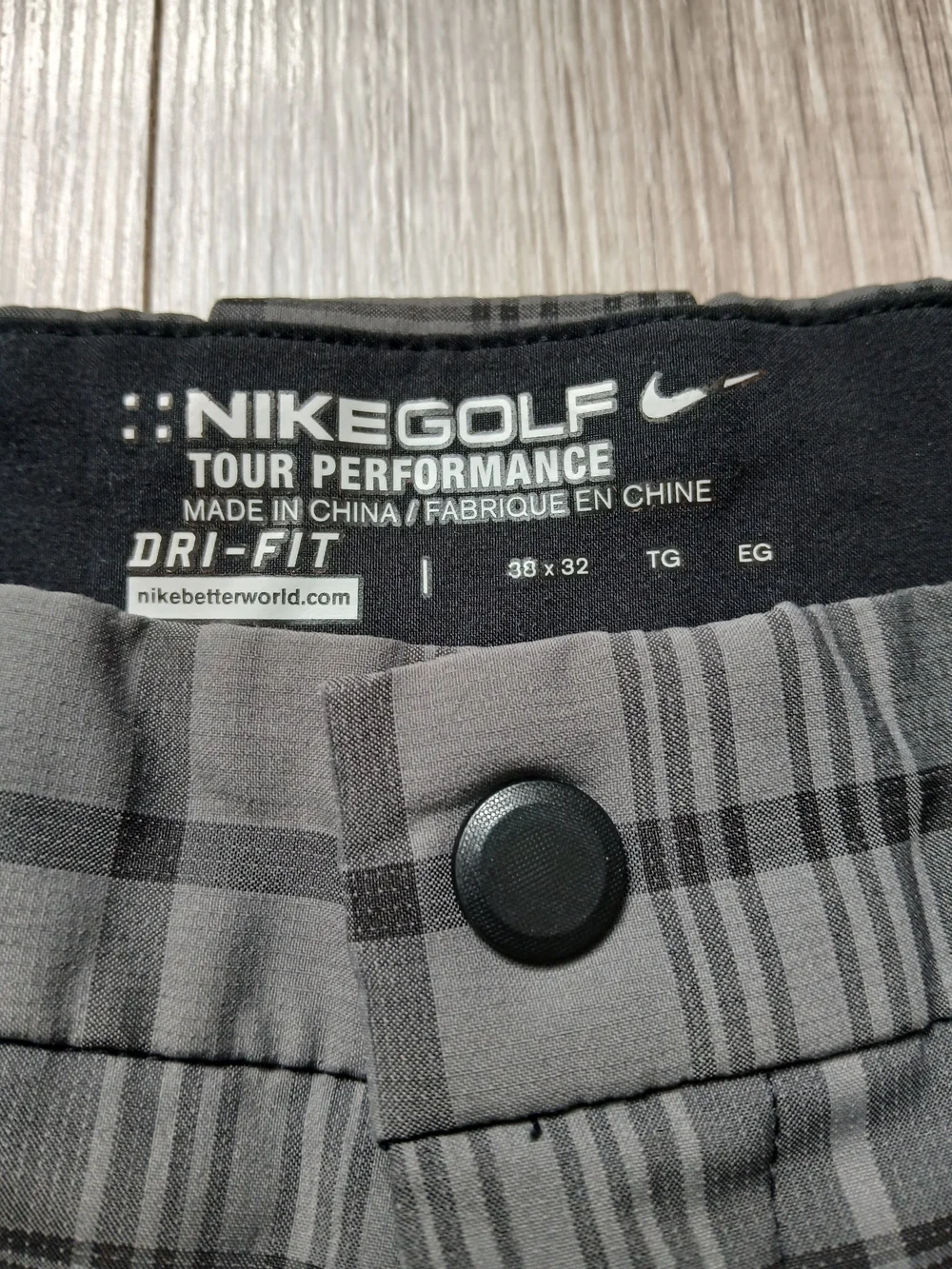 Nike Golf Tour Performance Dri-Fit Pants Men's Size 38 X 32 Gray Plaid - Picture 4 of 13